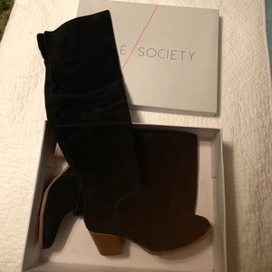 Sole Society Melbourne OTK boot. Suede